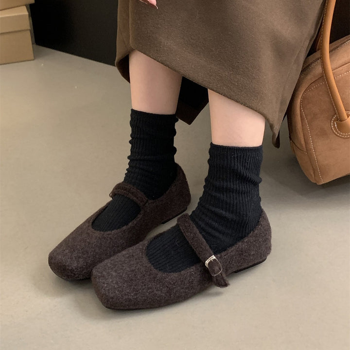 Femme Casual Mary Jane Flats med blødt filtstof Stilla