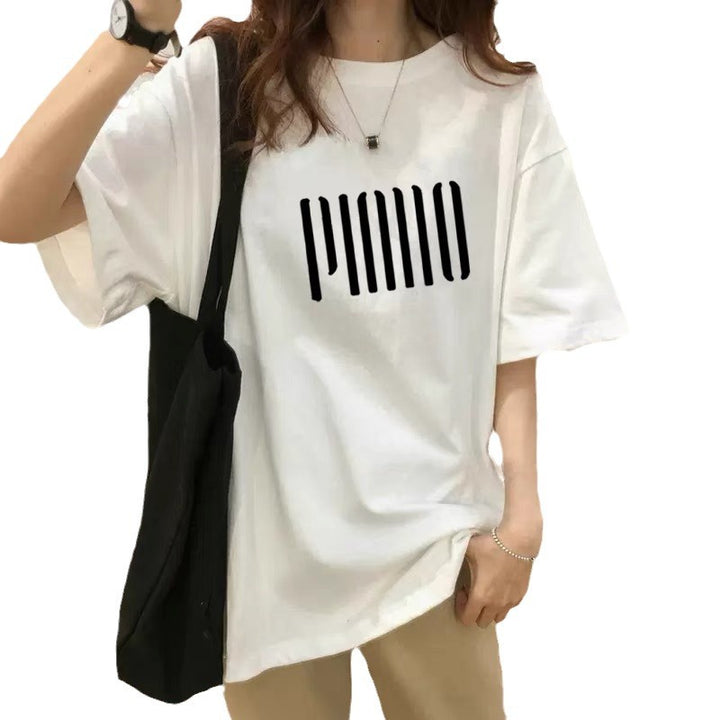 Dame T-shirt i afslappet oversized stil med moderne grafiktryk Stilla