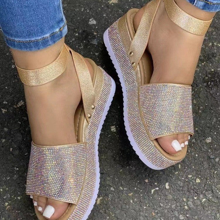 Dame Glamourøse Sandaler med Strass-detalje og komfortabel blokhæl Stilla