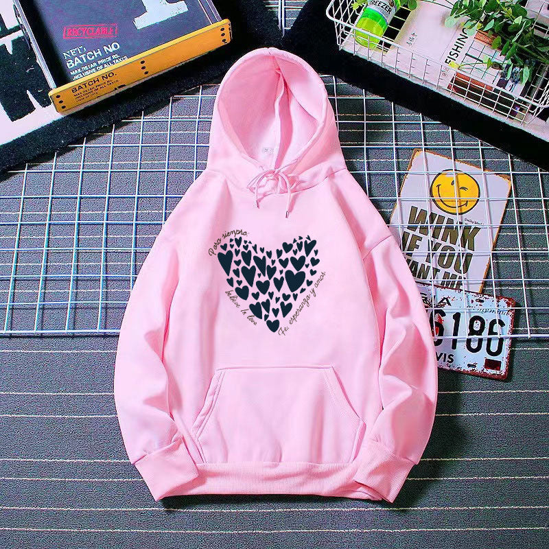 Kvinders hoodie med kreativ hjerte design Skovae