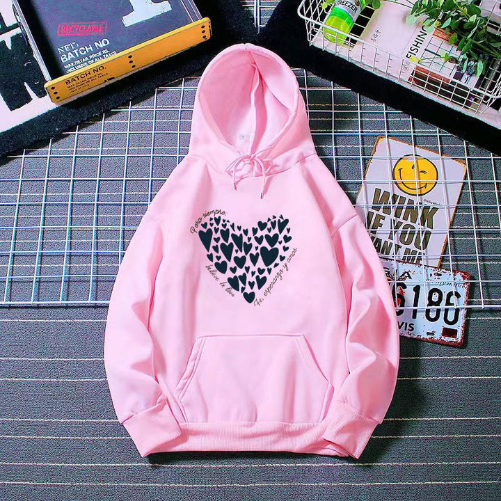 Kvinders hoodie med kreativ hjerte design Skovae
