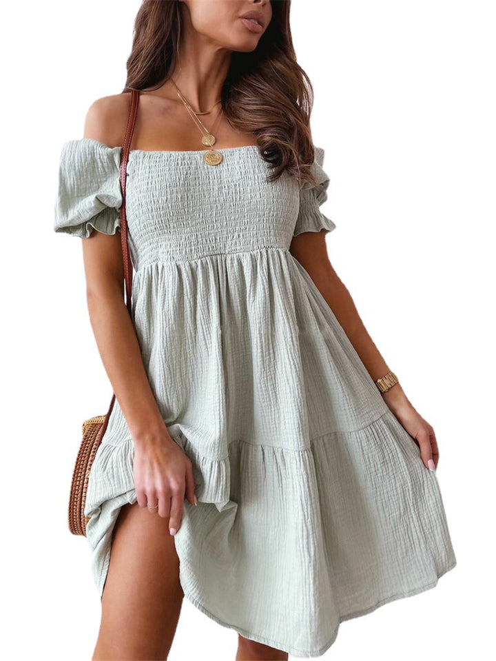 Damer Sommerligt Off-Shoulder Kjole med Volanter og dyb U-ringning Stilla