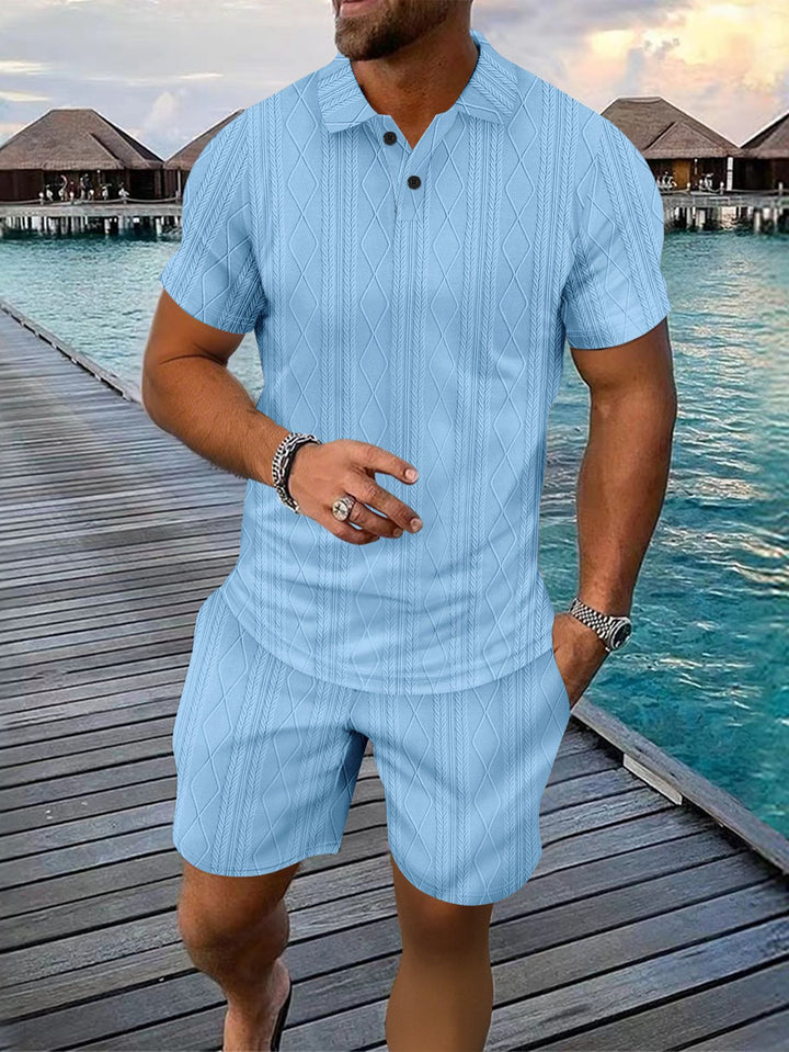 Herre Poloshirt med struktureret design og kort shorts Stilla