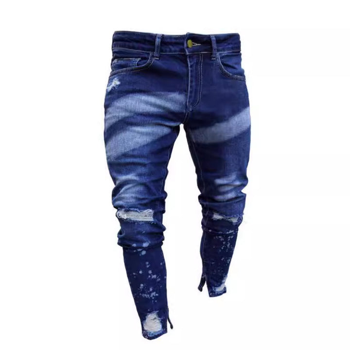 Herrer Slim Fit Jeans med stilfulde ødelæggelser Stilla