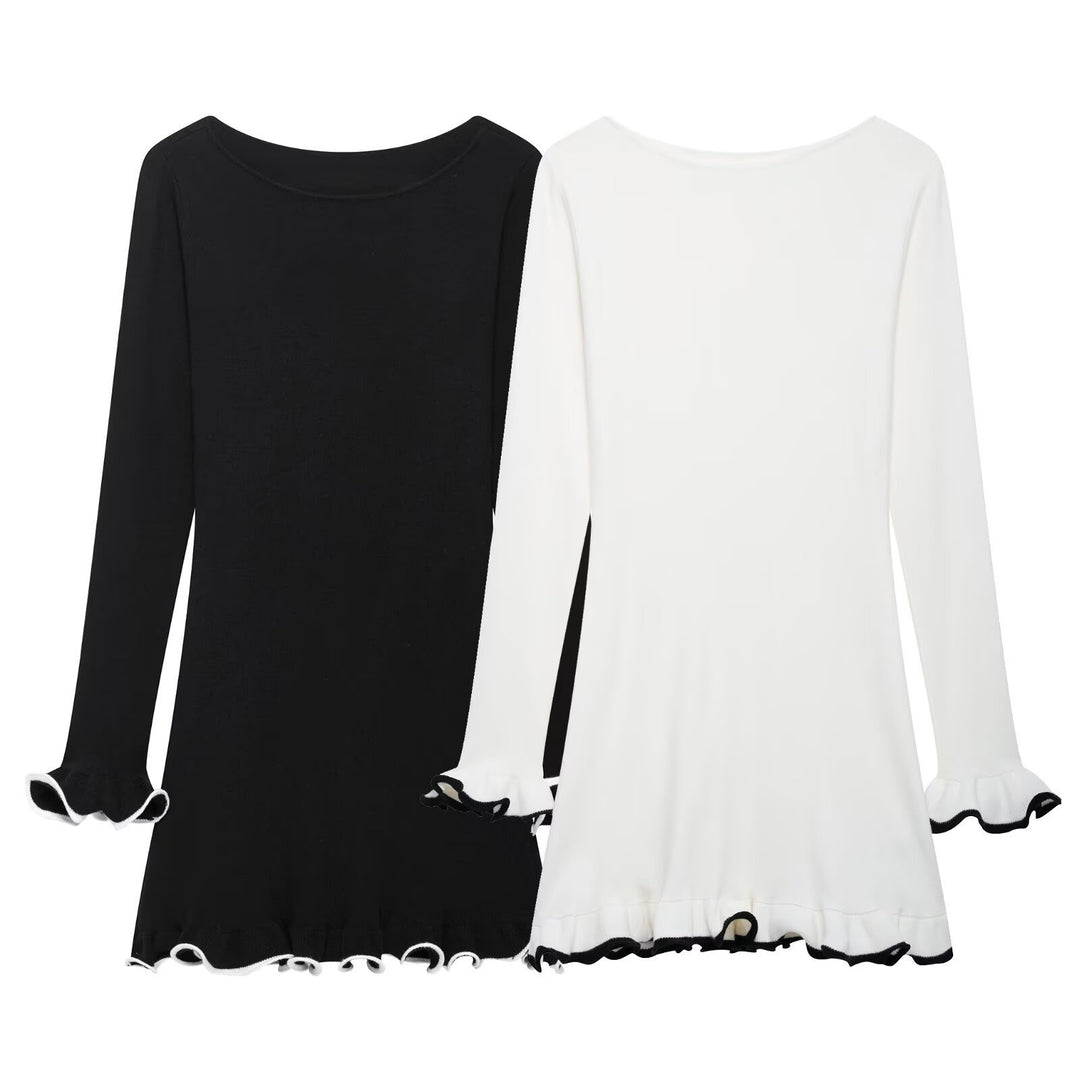 Dame Flared Sleeve Mini Kjole med Rüschen Søm Stilla