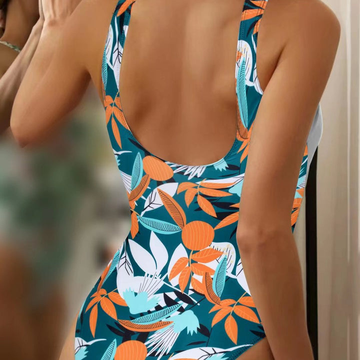 Dame Højtaljet Blomsterprint Wrap One-Piece Badedragt med Binding Detalje Stilla