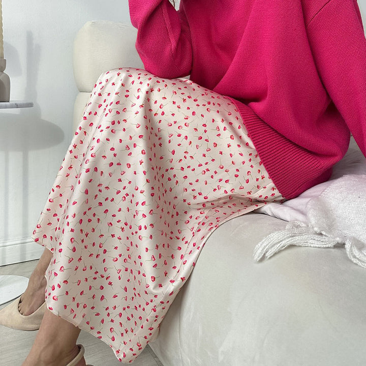 Damer Elegant Midi-Nederdel med blomsterprint og rummelig pasform Stilla