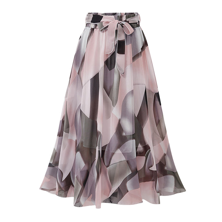Dame Maxi-nederdel med geometrisk design og elastisk talje Stilla