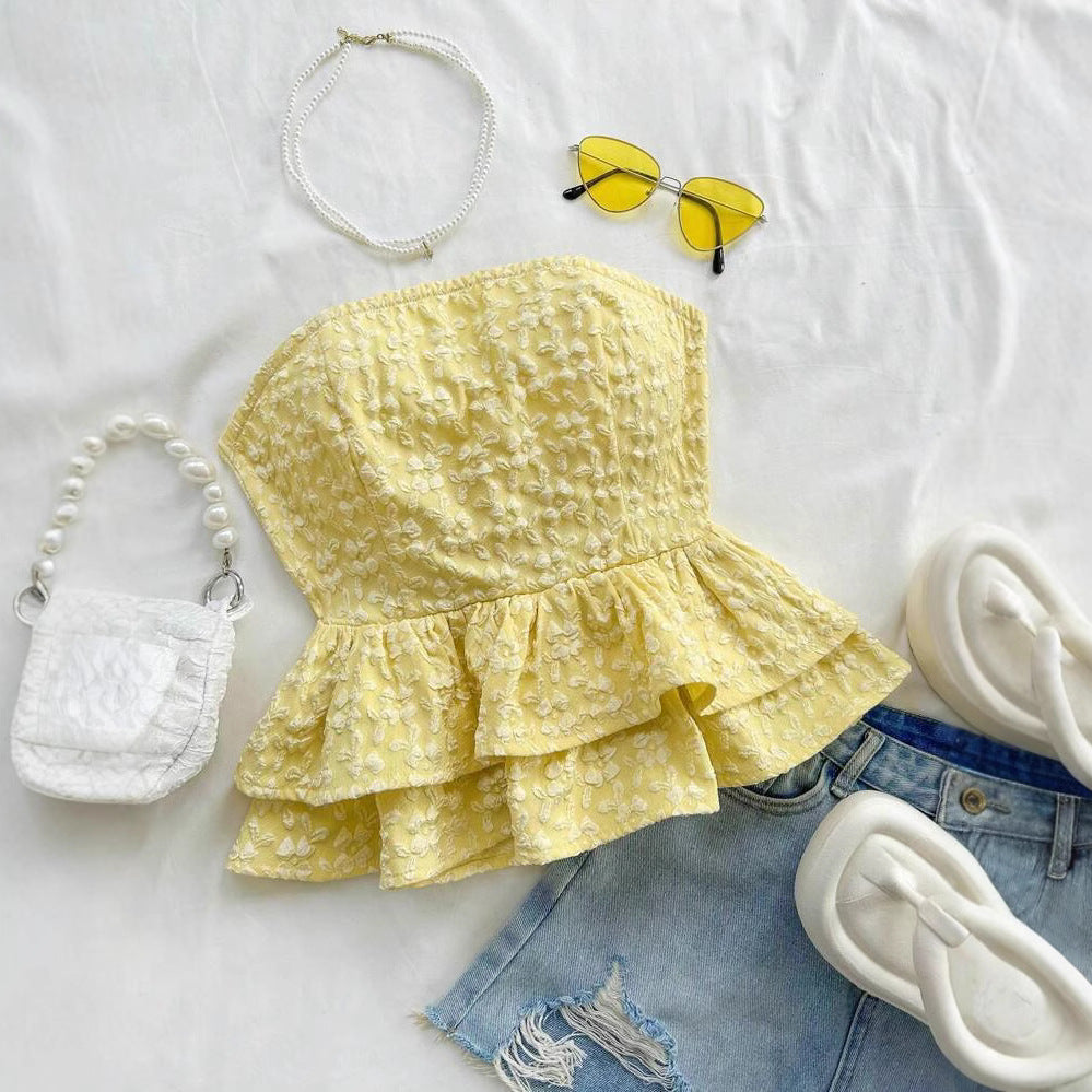 Dame Peplum Top med blomsterdesign Stilla