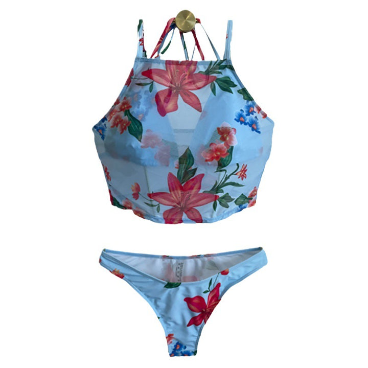 Femme Blomsterprint Crop Top Bikini Sæt Stilla
