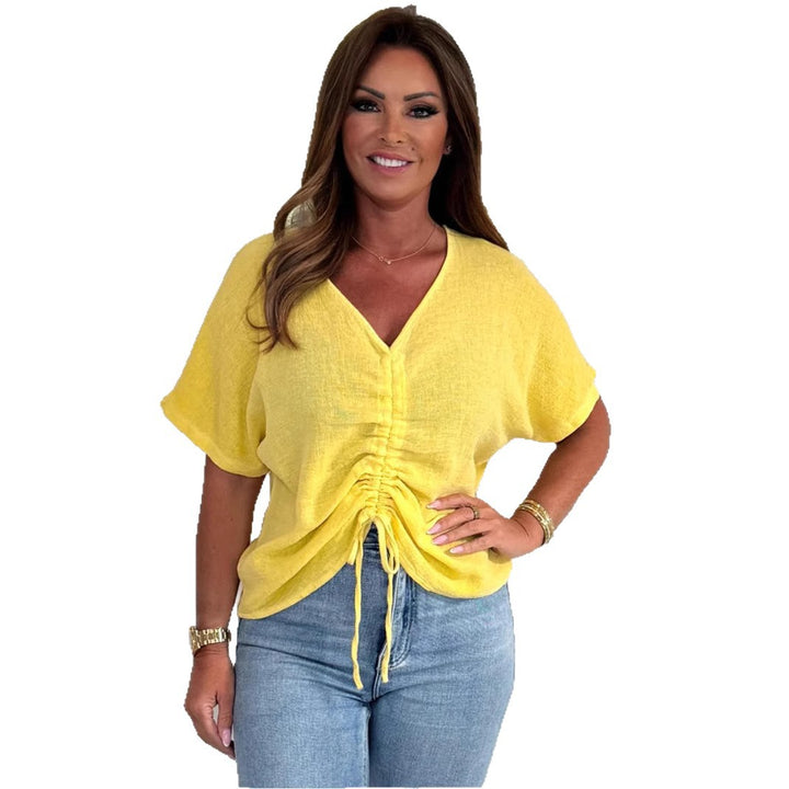 Dame Elegant top med raffineret drapering og afslappet pasform Stilla