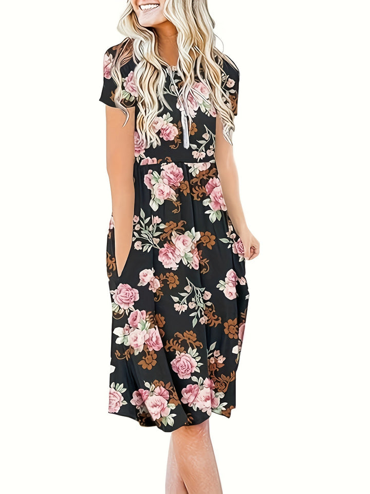 Dame blomster mønster midi kjole Stilla