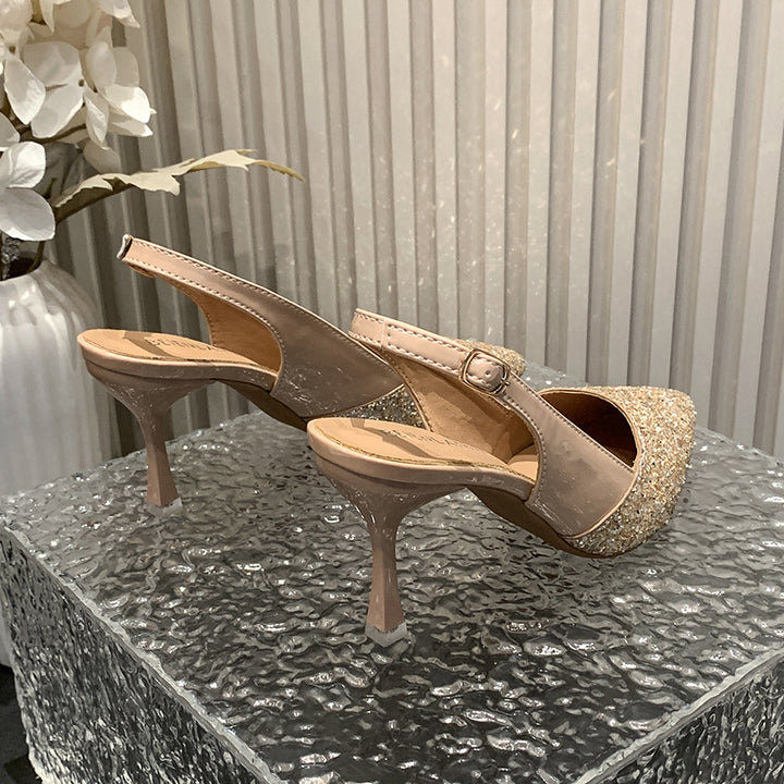 Dame elegante Slingback-pumps med funklende glimmerdesign Stilla