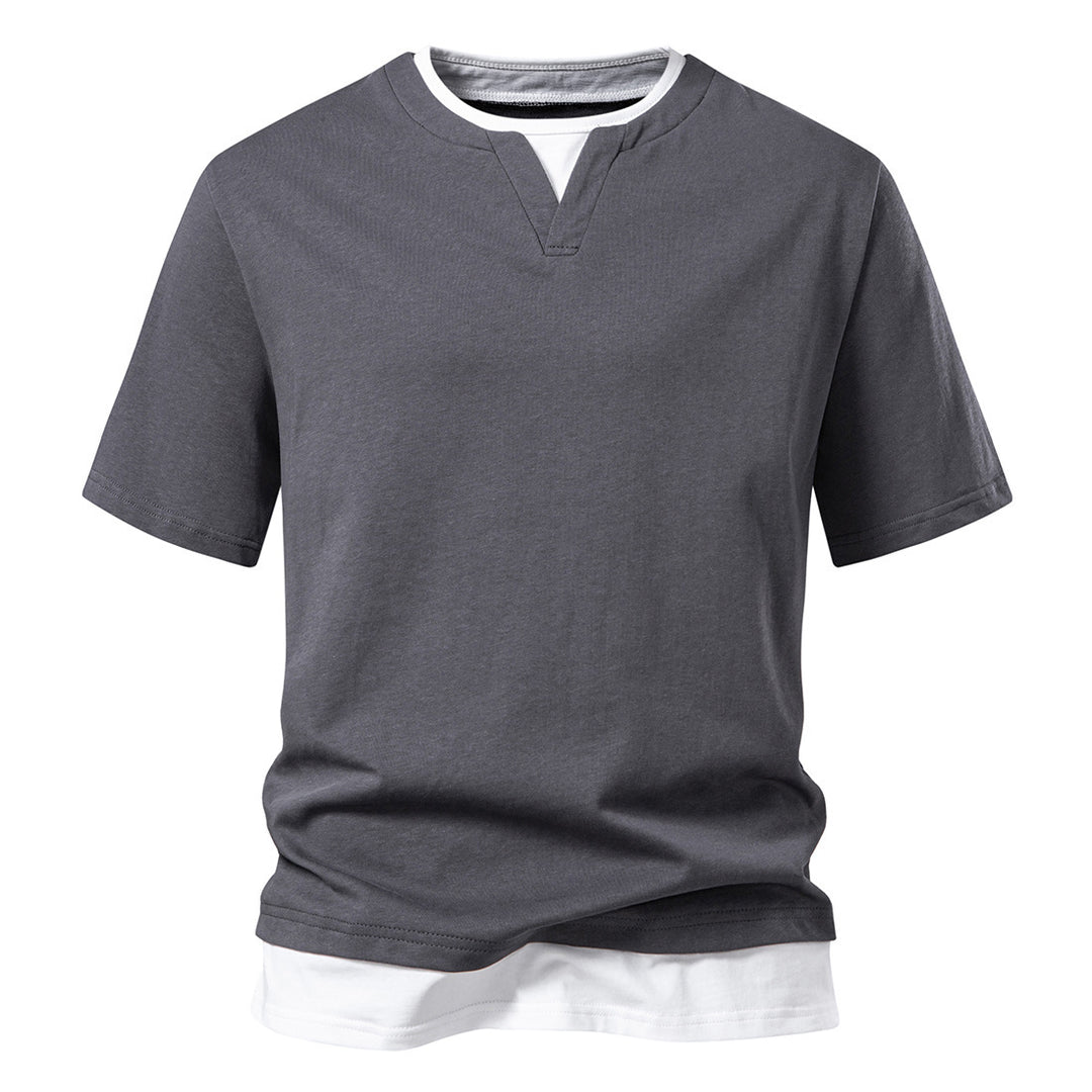 Herre stilfuld kortærmet Henley-shirt Stilla
