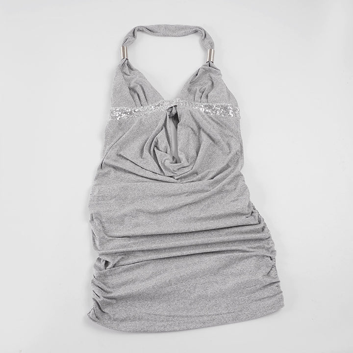 Dame sommerligt strandkjole med glitrende accenter og raffineret udskæring Skovae