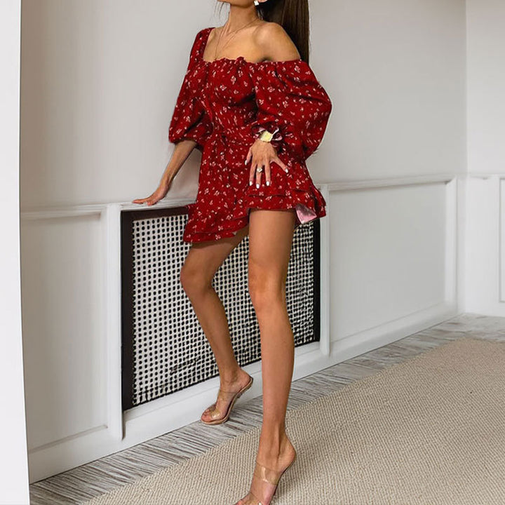Kvinders Off-Shoulder Kjole med Blomstermønstre og Ruffle Detaljer Stilla