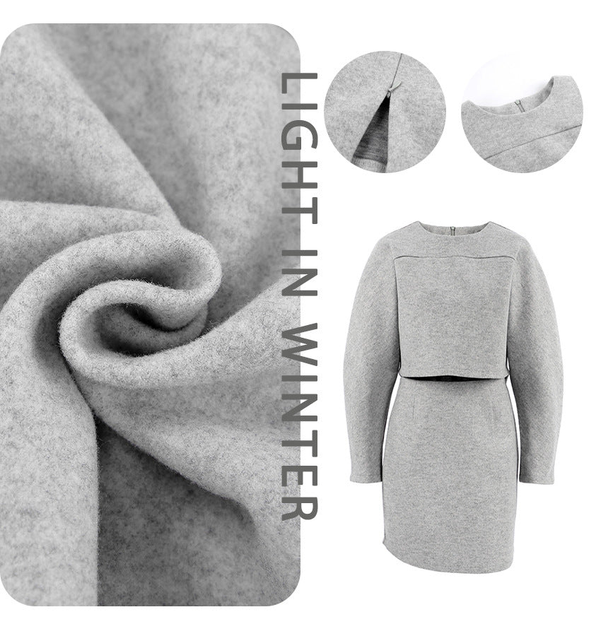 Dame moderat sæt med cropped sweater og figurformet nederdel Stilla