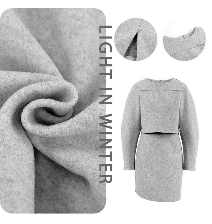 Dame moderat sæt med cropped sweater og figurformet nederdel Stilla