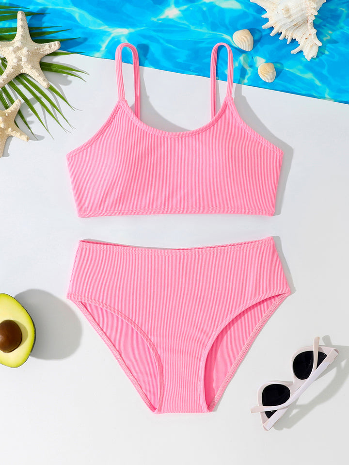 Dame Sporty bikini med raffineret ribdesign og højskåret trusse Stilla