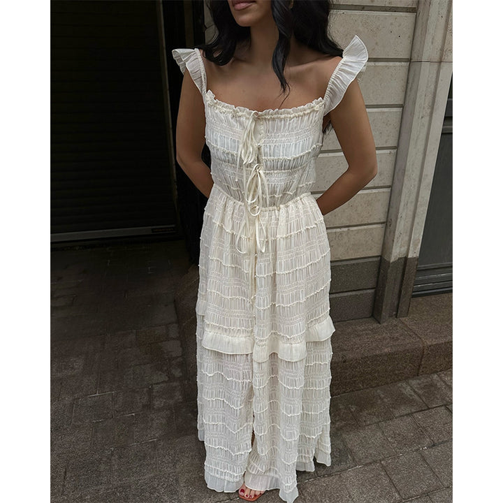 Dame Maxikjole med Off-Shoulder-design og forførende flæse Stilla