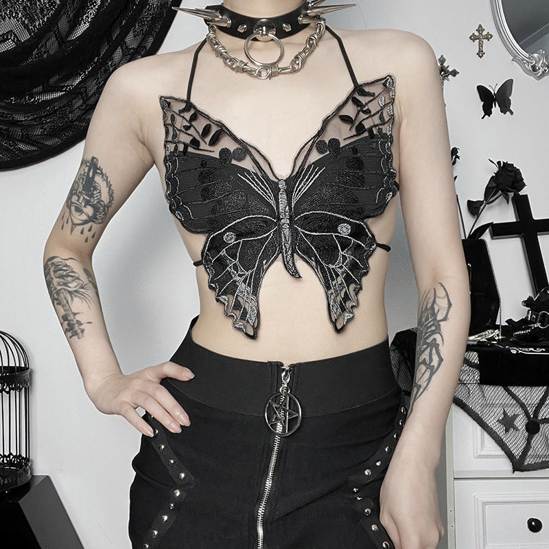 Damer Sommerfugleprydet Crop-Top Stilla