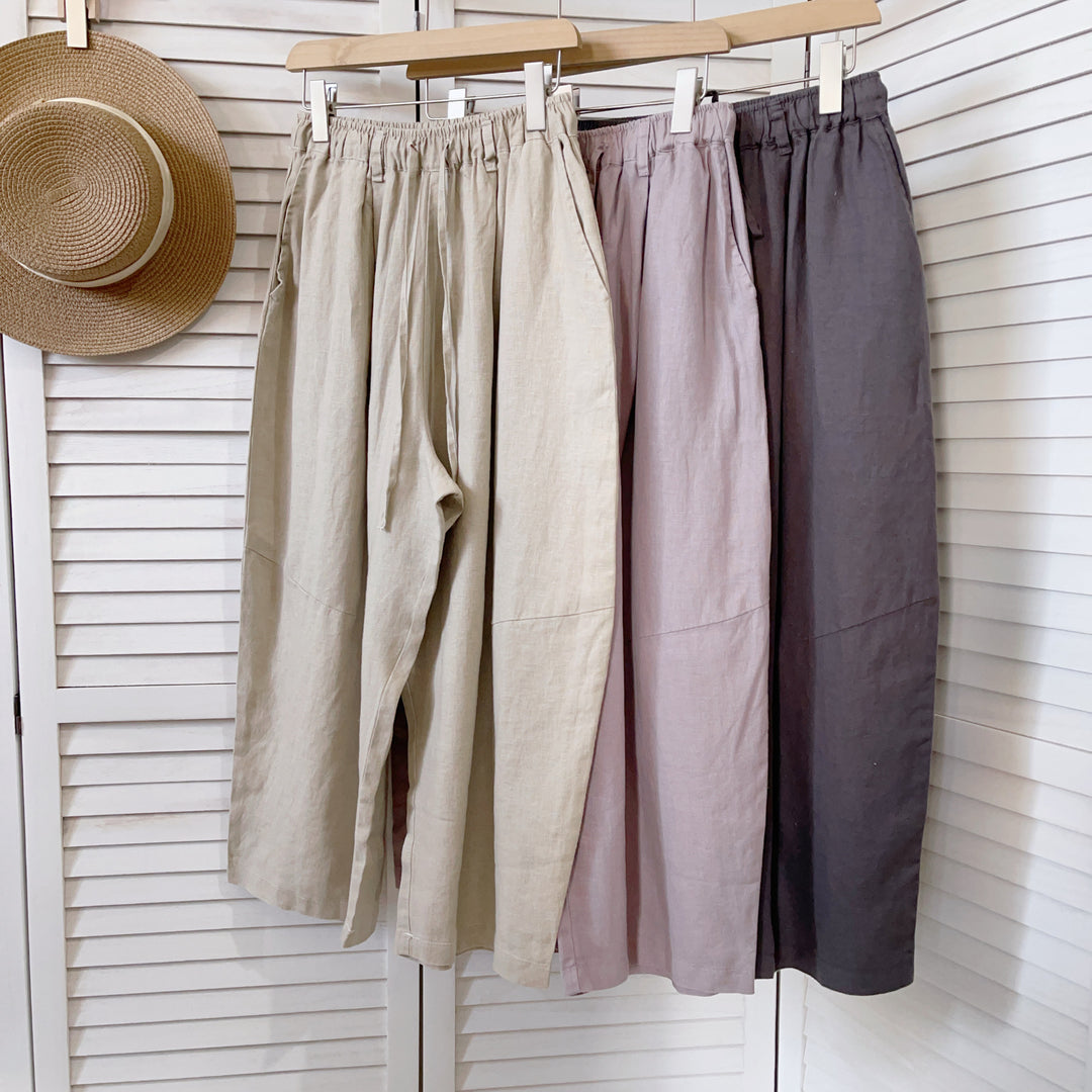 Femme Let Elastisk Talje Linnedbukser Stilla