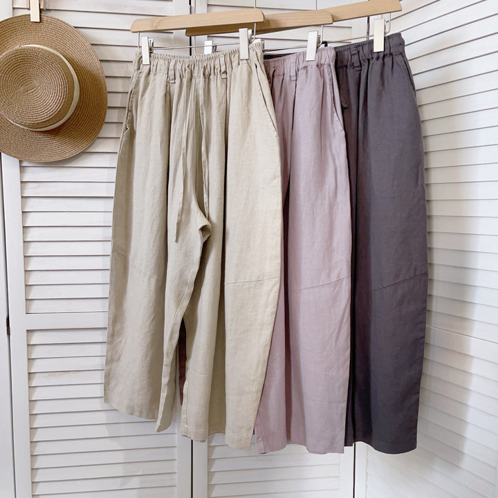 Femme Let Elastisk Talje Linnedbukser Stilla