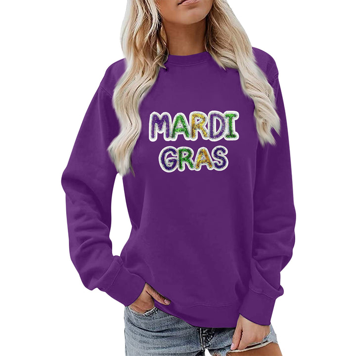 Women's sweatshirt with vibrant Mardi Gras lettering Stilla