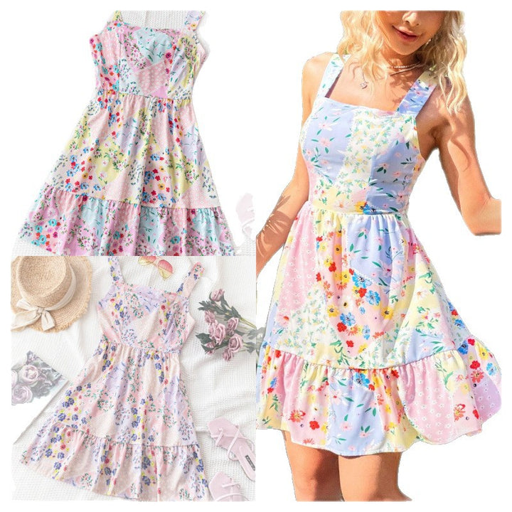 Dame Floral Mønstret Rüschensaum Sundress Stilla