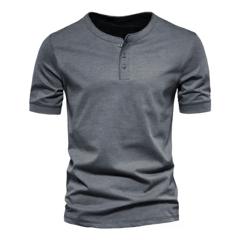 Herrer Korte Ærmer Henley T-Shirt lavet af åndbart bomuldsblanding Stilla