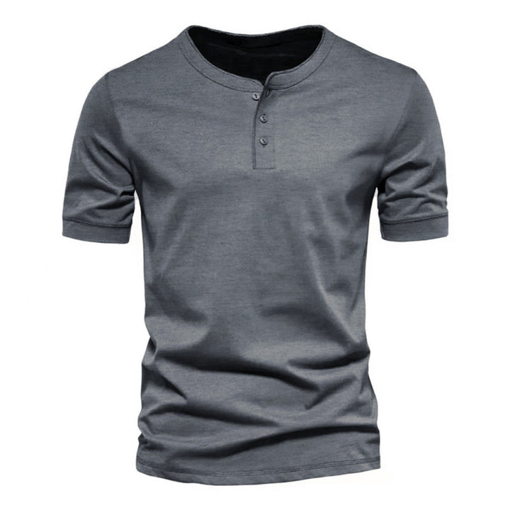 Herrer Korte Ærmer Henley T-Shirt lavet af åndbart bomuldsblanding Stilla