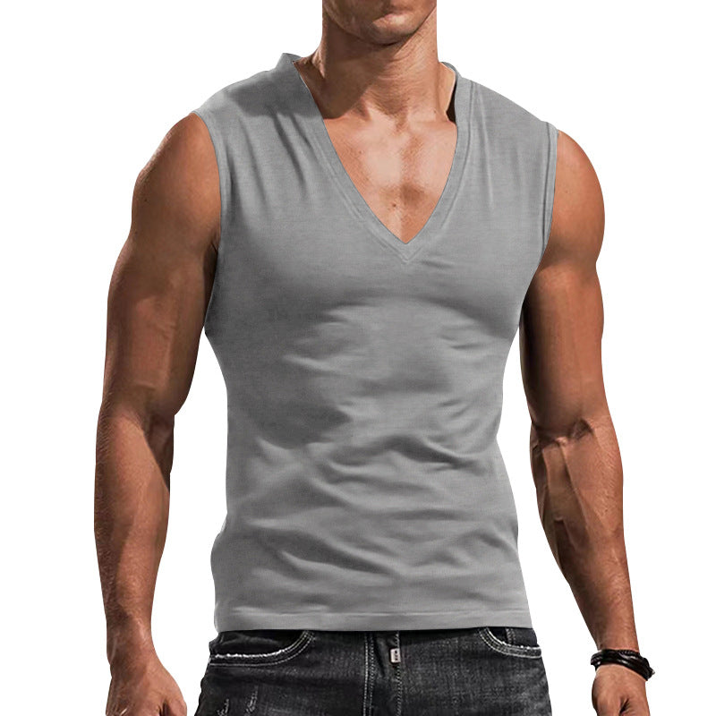 Herrer ærmeløs V-hals T-shirt i åndbart materiale Stilla