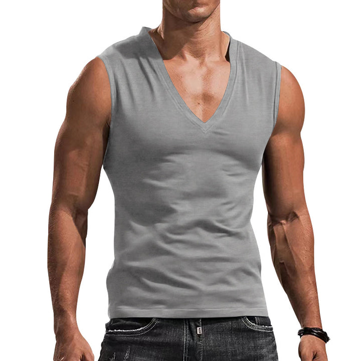Herrer ærmeløs V-hals T-shirt i åndbart materiale Stilla