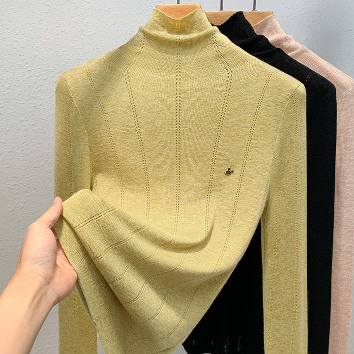 Dame rullekrave sweater i fint stof med elegant ribstruktur Stilla