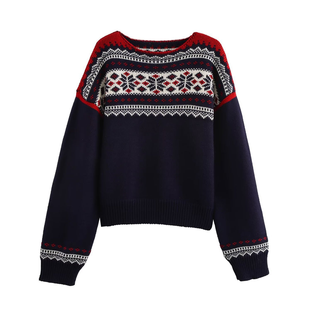 Femme Cozy Strikpullover med geometrisk mønster Stilla