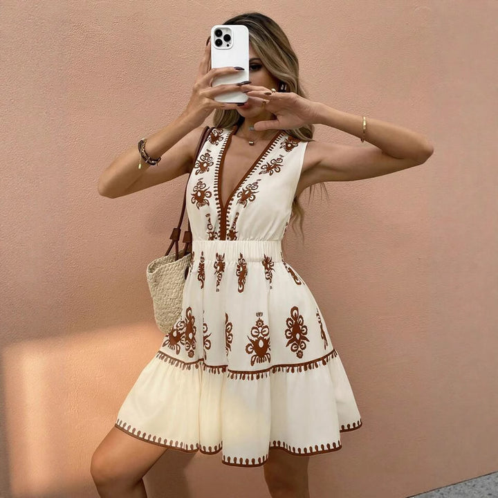 Kvinder Broderet Babydoll Kjole Stilla