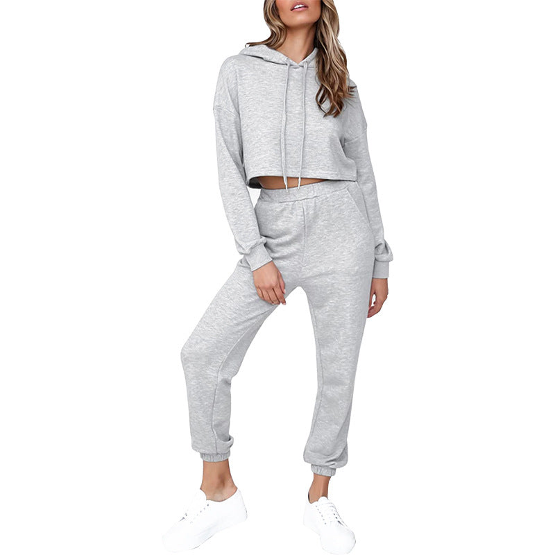 Dame Cropped Hoodie og Joggingbukser Sæt Stilla