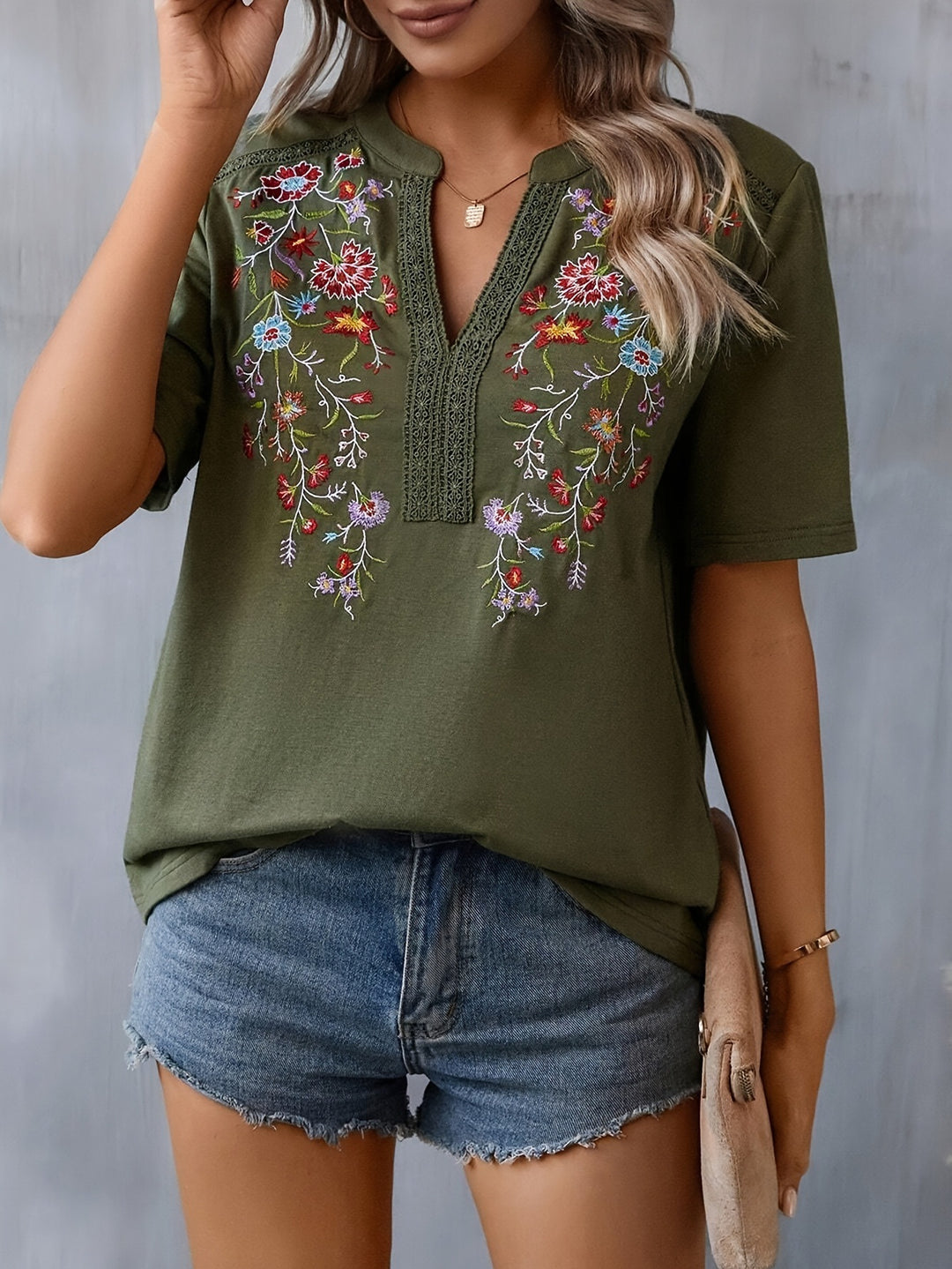 Dame Bestikket Boho Stil Top Stilla