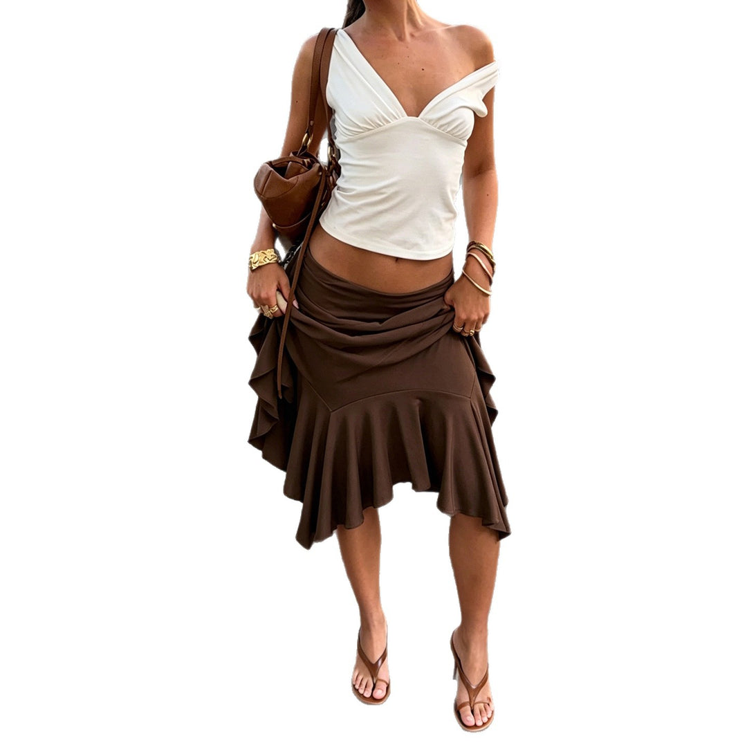 Damen asymmetrischer Swing-Rock mit tailliertem Design Skovae