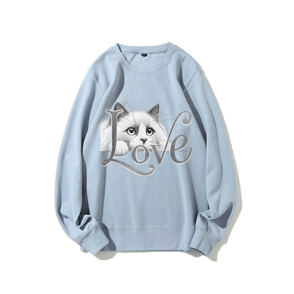 Kvinders sweatshirts med legende katte design og afslappet pasform Stilla