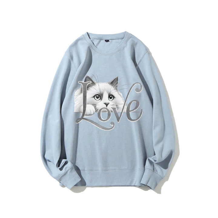 Kvinders sweatshirts med legende katte design og afslappet pasform Stilla
