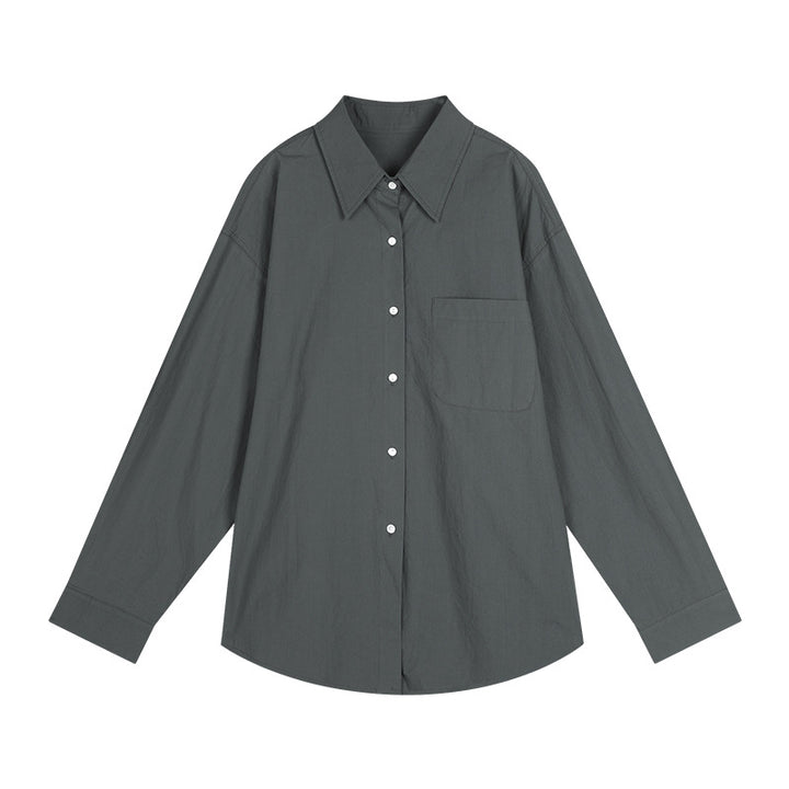 Dame afslappet oversized skjorte med fin struktur og brystlomme Stilla