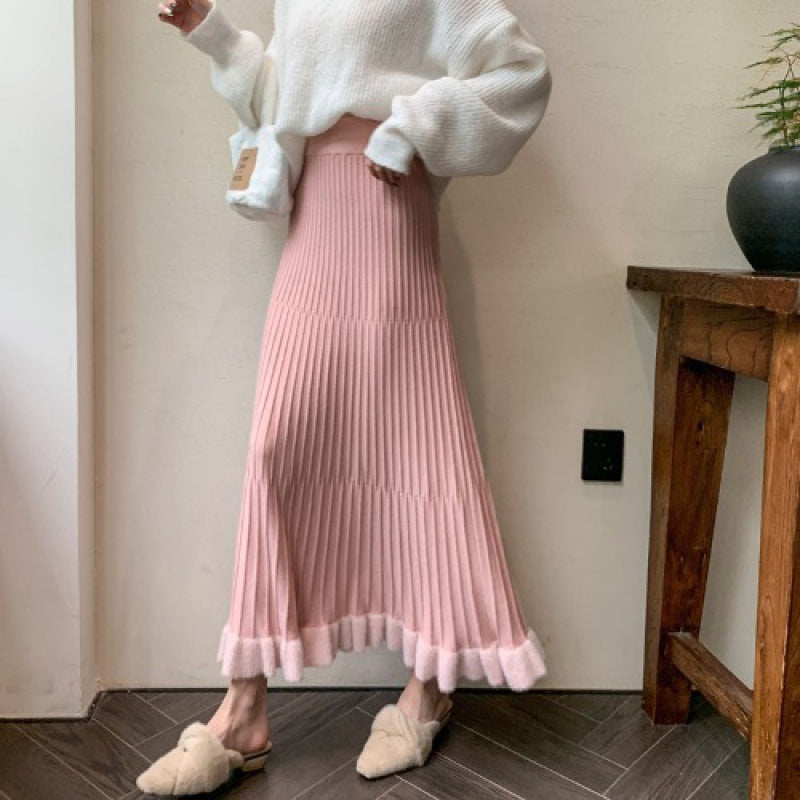 Kvinder Plisseret Midi Skirt med Voluminøs Kant og Elastisk Talje Stilla