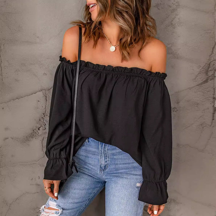 Dame Off-Shoulder Bluse med Rynke detaljer Stilla