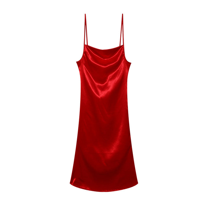 Dame Satin Slip Kjole Stilla