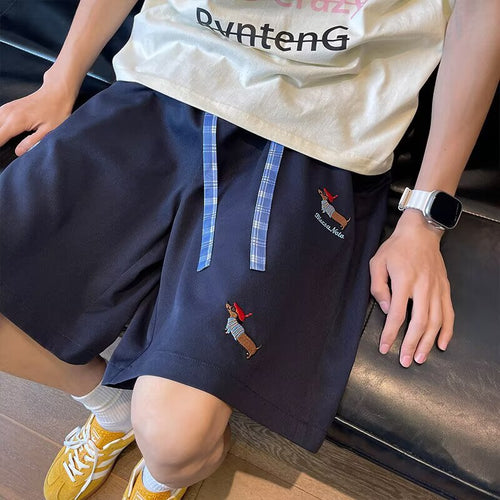 Herrer fritidsshorts med kreative dyreapplikationer og elastisk linning Stilla