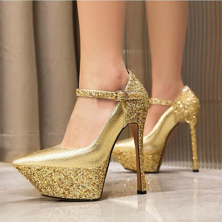 Femme Glamorous Platform Højhælede sko med elegant ankelrem Stilla