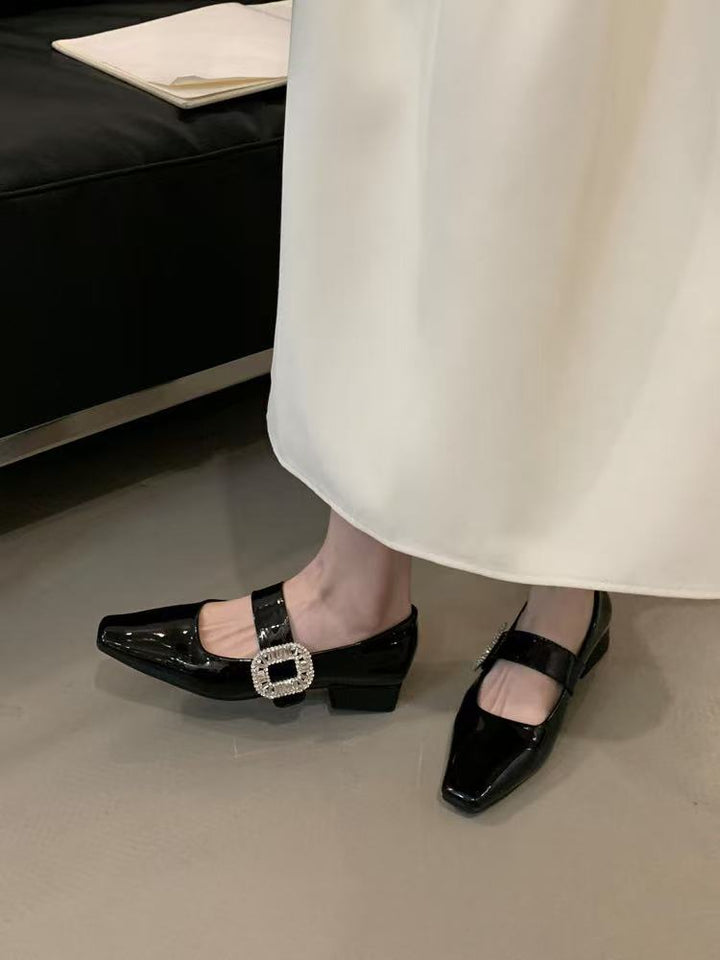 Dame Elegant Kvadre- tå-Mary-Jane- hæle med spænde- detalje Stilla