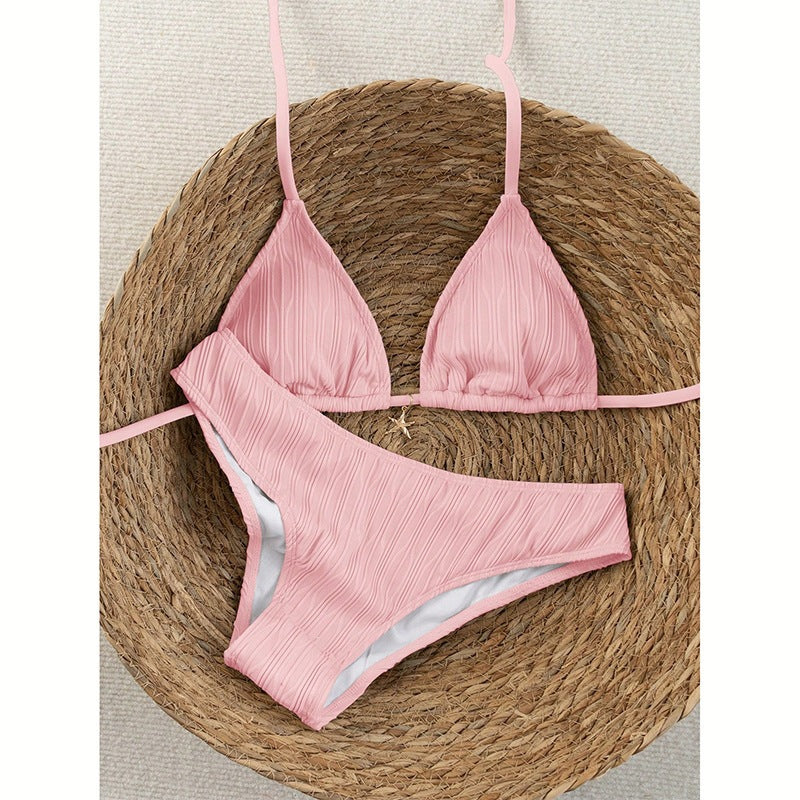 Dame Triangle-Bikini med raffineret ribstruktur Skovae