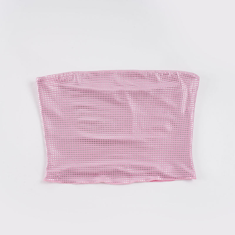 Dame bandeau-top med glitrende paletter og elastisk skæring Skovae